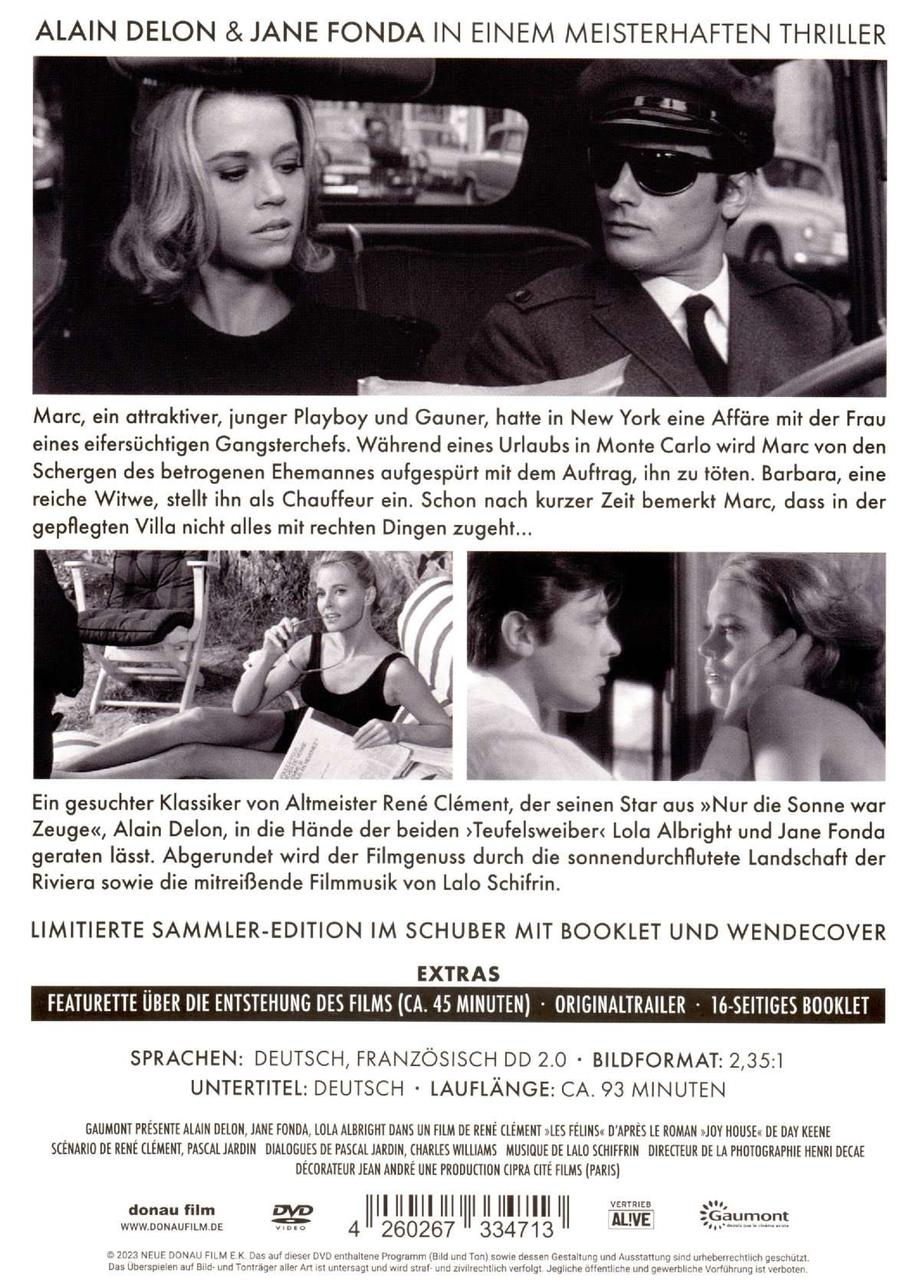 DVD-Cover mit Alain Delon und Jane Fonda. Der Film ist in Schwarzweiß, mit französischem Text.