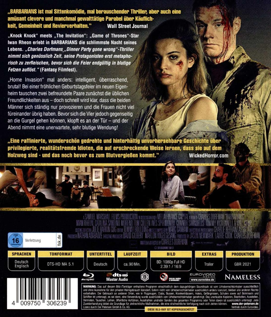 DVD-Cover eines Horrorfilms mit zwei blutbefleckten Personen und Text auf Deutsch.