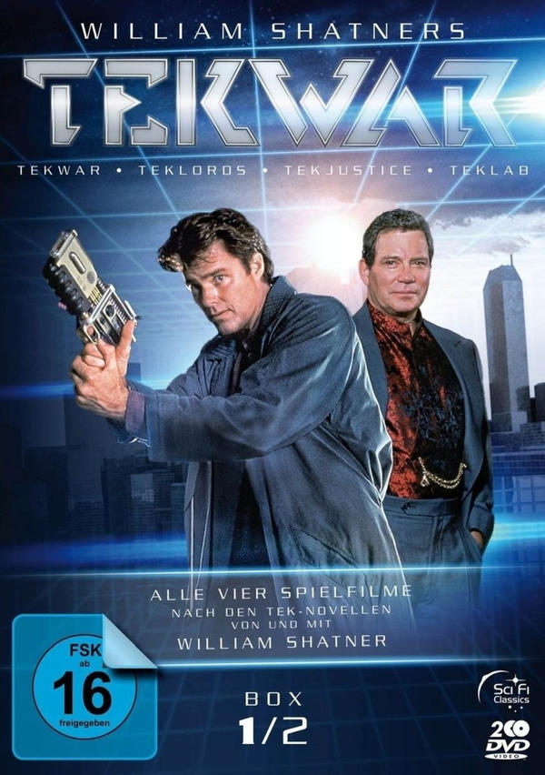 DVD-Boxset-Cover mit zwei Männern, die eine Waffe halten, mit dem Titel "TekWar".
