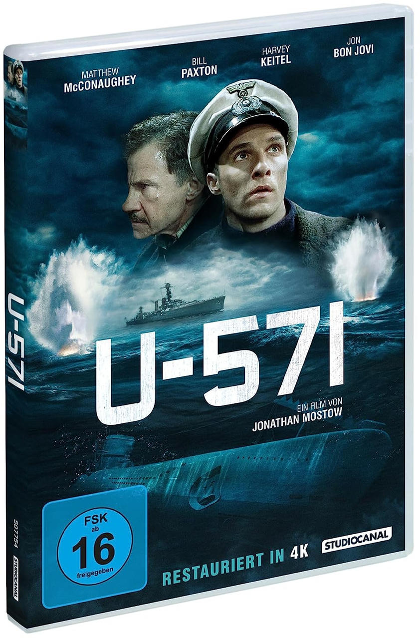 DVD-Hülle des Films U-571. Zu den Darstellern gehören Matthew McConaughey und Harvey Keitel.