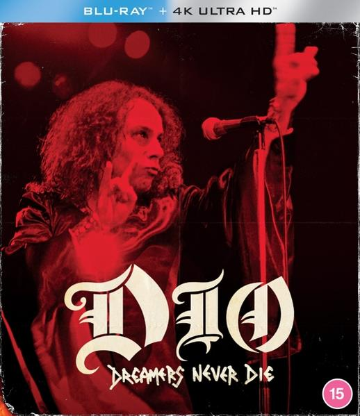 Blu-ray + 4K Ultra HD borító a Dio 'Dreamers Never Die' koncertfilmhez.
