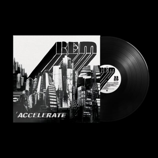 Egy fekete-fehér album borítója. Egy fekete bakelit lemez van az albumborító mellett.