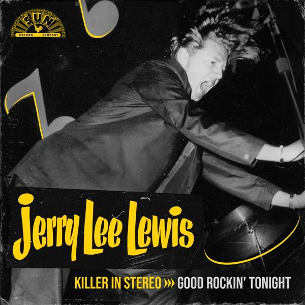 Jerry Lee Lewis album borítója. Énekel a színpadon, egy bakelitlemezzel.