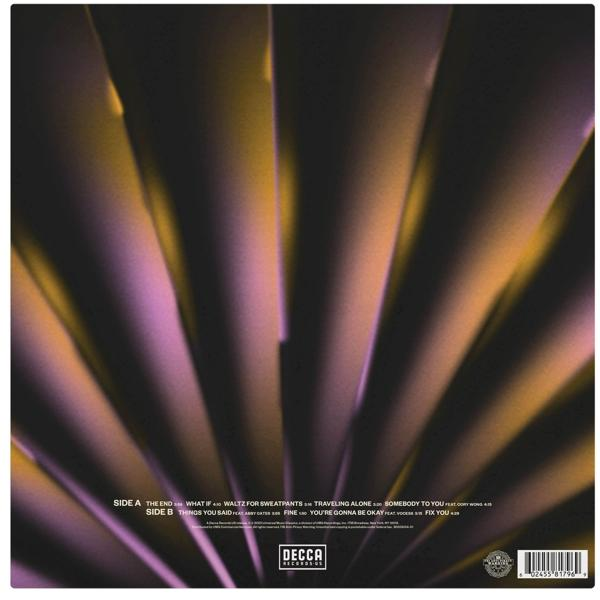 Vinil album hátulja színes háttérrel.