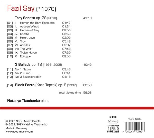 CD-Cover mit Noten und Text über Fazil Say und eine musikalische Komposition.