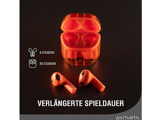 4SMARTS SkyBuds Lucid - True Wireless Kopfhörer (In-ear, Orange/Transparent)