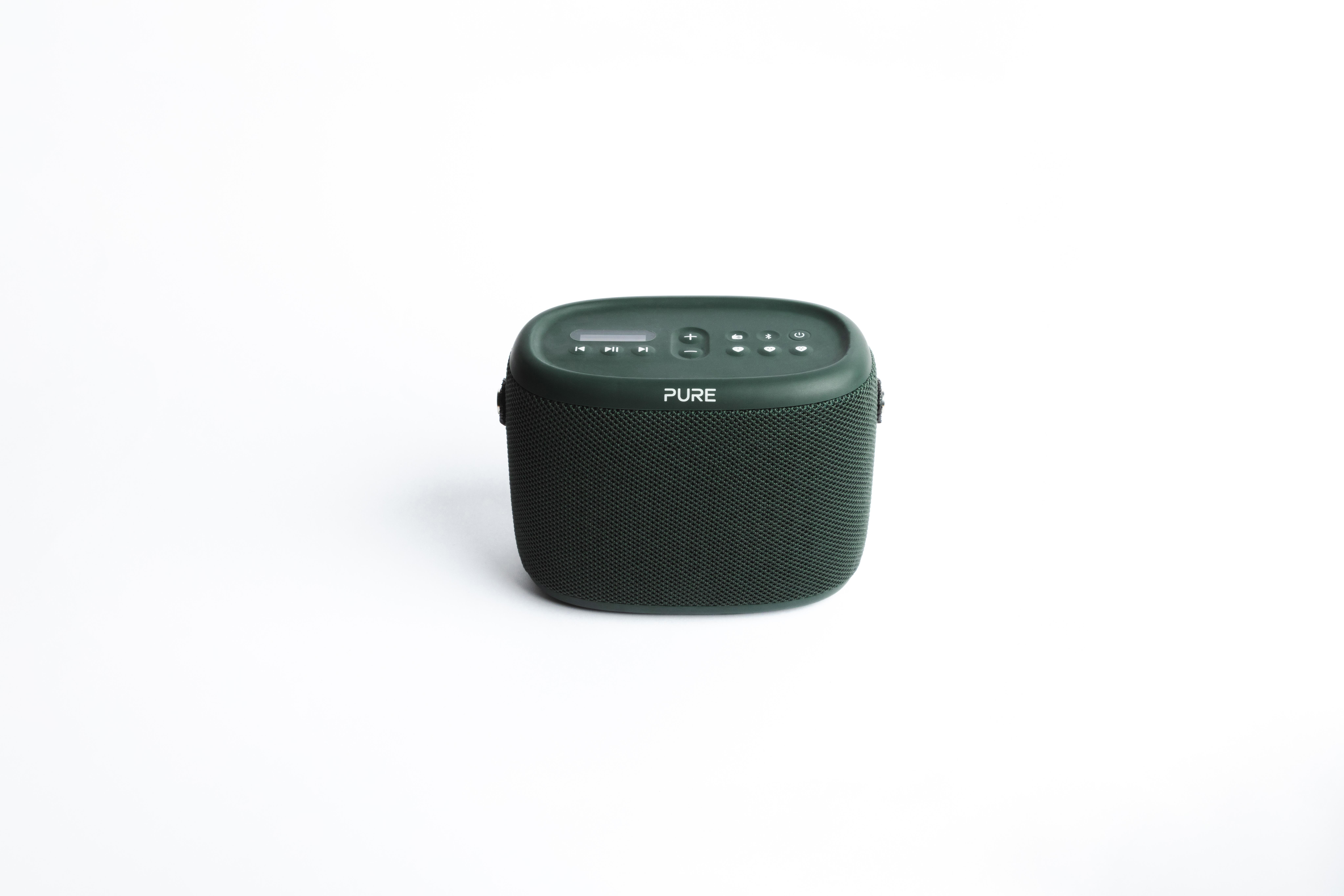 PURE Woodland und Bluetooth Radio mit Radio, FM/DAB+ Outdoor-Lautsprecher (IP67) Grün wasserdichter Outdoor