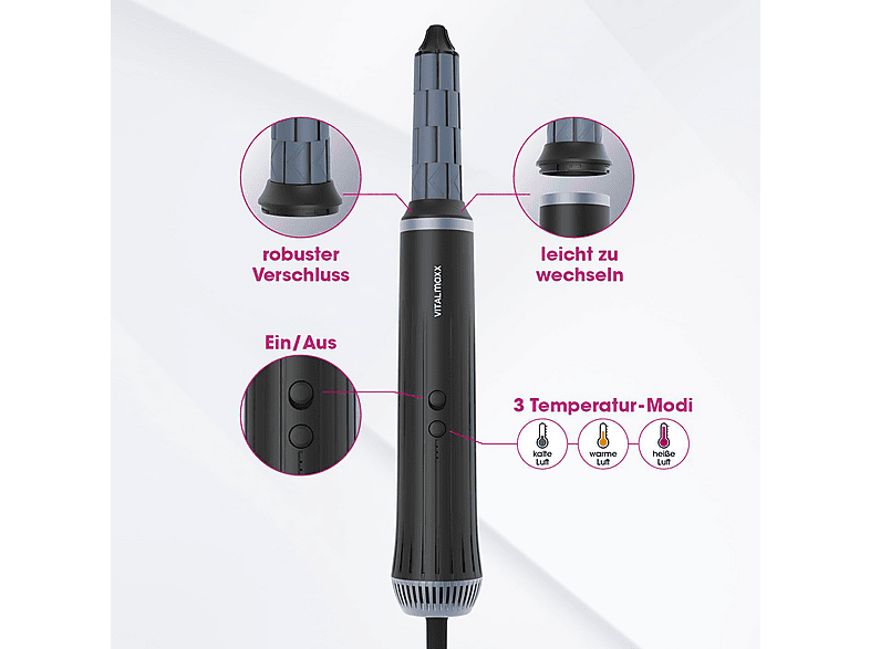 Vitalmaxx 12750 Air Curler Plus Haarstyler Grau, 1500 Watt, 9 Aufsätze — Foto 4 von 5