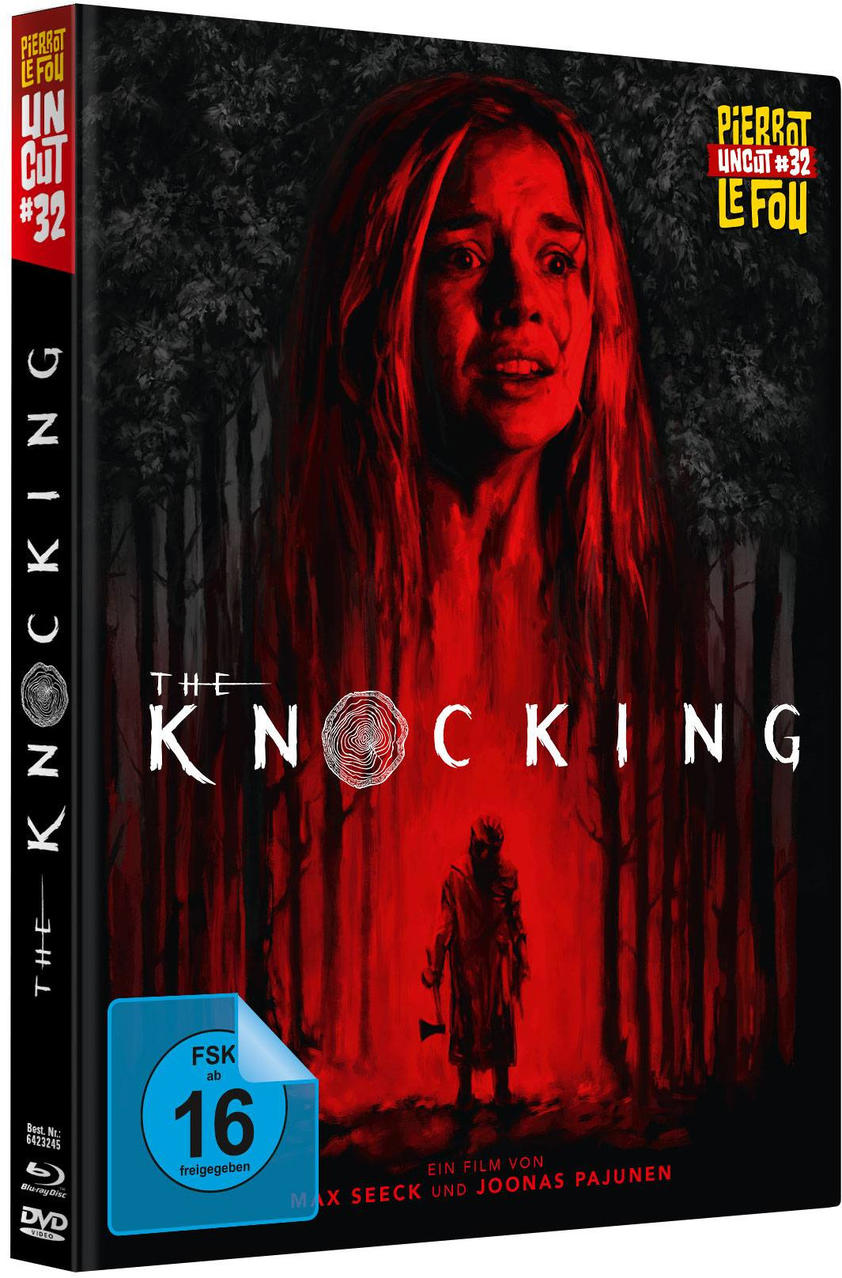 DVD-Cover eines Horrorfilms mit Frauengesicht und Figur im Wald.