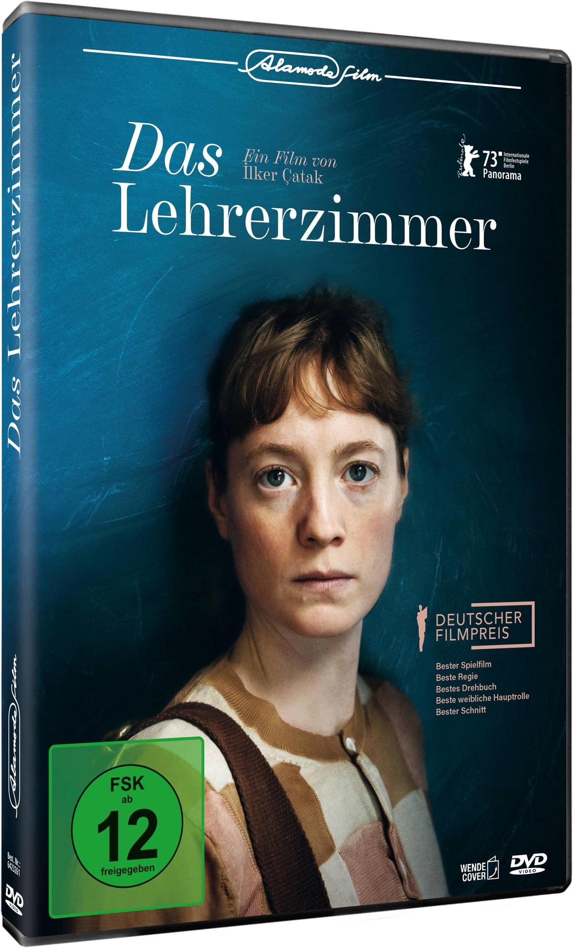 DVD-Box des Films „Das Lehrerzimmer“. Porträt einer Frau auf dem Cover. Deutscher Text.