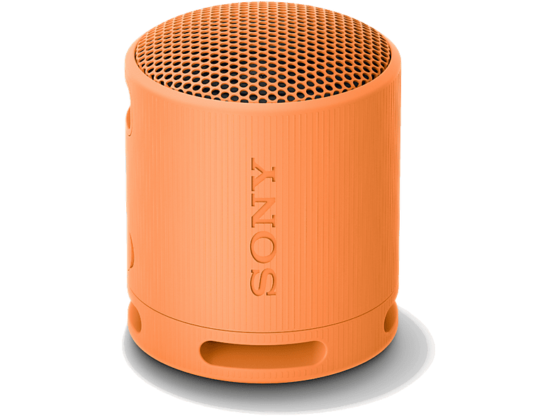 Altavoz inalámbrico - Sony SRS-XB100, Bluetooth, Portátil, Compacto y potente, 16 horas, Resistente al agua polvo IP67, Ecológico, Naranja