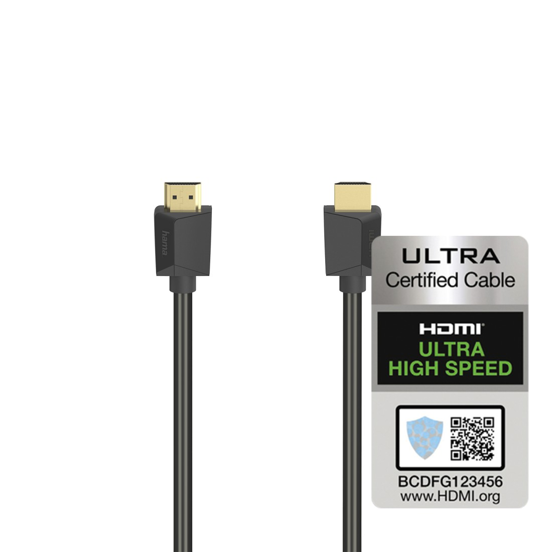 Dos cables HDMI con conectores y una etiqueta 'Ultra High Speed'.
