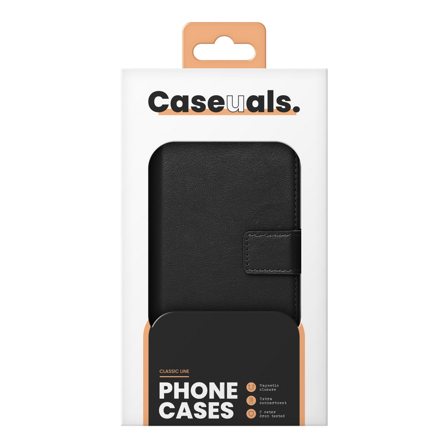 Caseuals Genuine Leather Wallet Bookcase Apple Iphone 13 - Zwart afbeelding