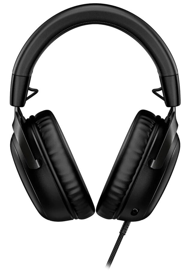 Czarne słuchawki z wyściełanym pałąkiem i nausznikami.