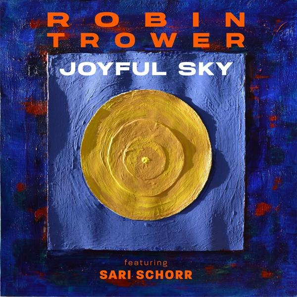 Albumcover mit blau-gelbem Design. Enthält den Text 'Joyful Sky' und den Künstlernamen.