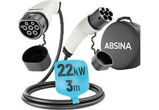 ABSINA Elektromos autó töltőkábel 22kW, 32A, 3 fázisú, 3m (52-231-1006)