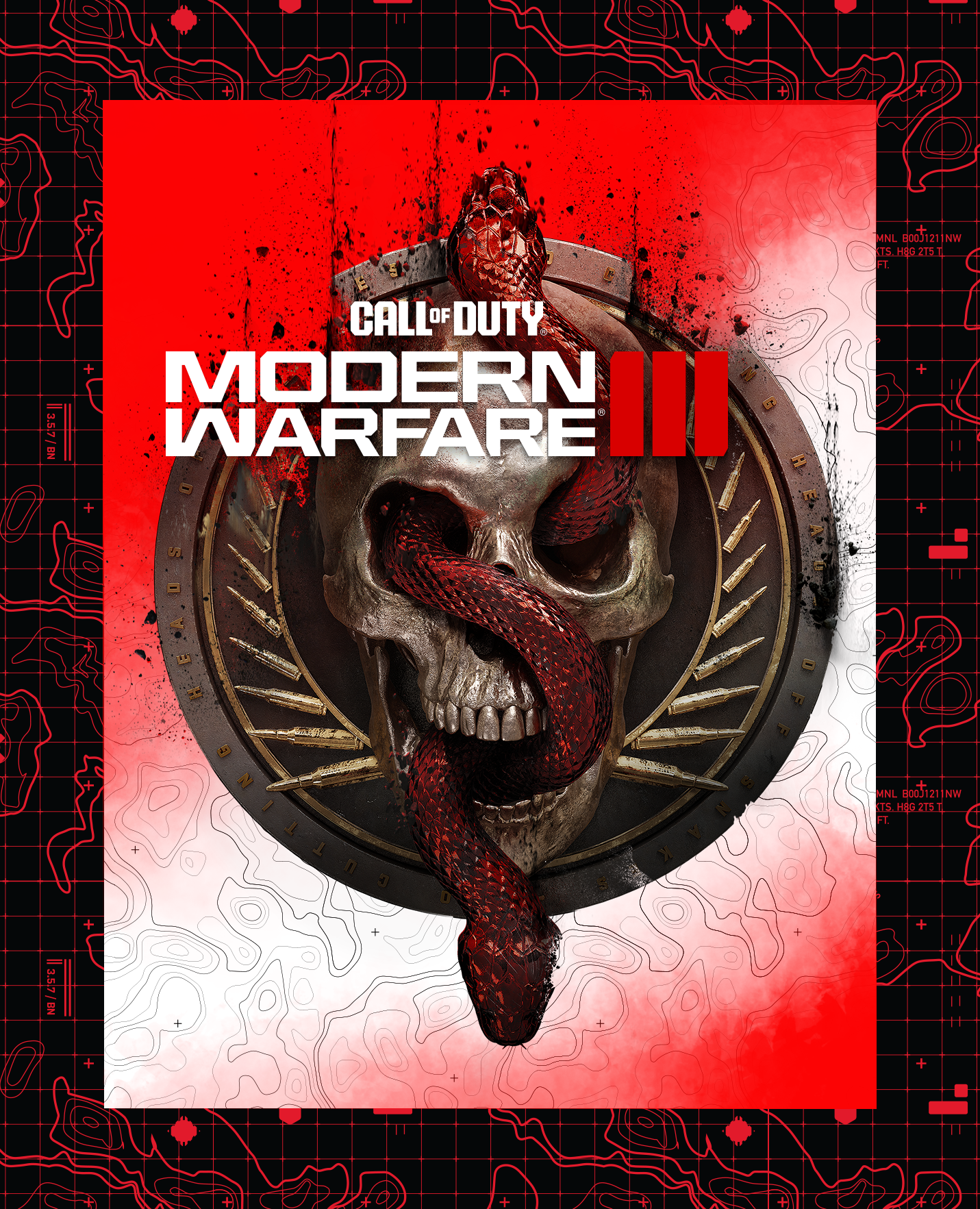Call of Duty: Modern Warfare III-Spielcover mit Totenkopf und Schlange.