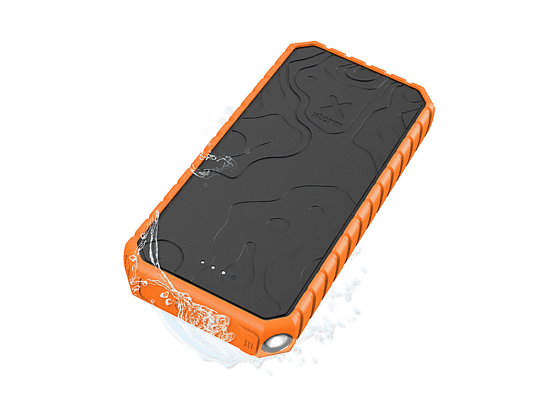 Xtorm Power Bank Rugged 20.000, wasserdicht (IP65), Power-Akku, USB-C-Power-Delivery (35 W), 2x USB-Anschluss, Android & Apple, Taschenlampe, Schwarz/Orange — Foto 3 von 5