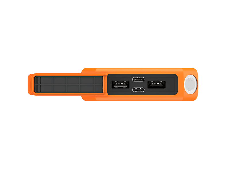 Xtorm Power Bank Rugged 20.000, wasserdicht (IP65), Power-Akku, USB-C-Power-Delivery (35 W), 2x USB-Anschluss, Android & Apple, Taschenlampe, Schwarz/Orange — Foto 2 von 5