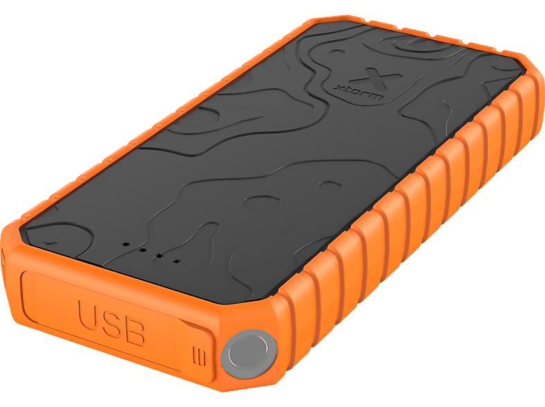 Xtorm Power Bank Rugged 20.000, wasserdicht (IP65), Power-Akku, USB-C-Power-Delivery (35 W), 2x USB-Anschluss, Android & Apple, Taschenlampe, Schwarz/Orange