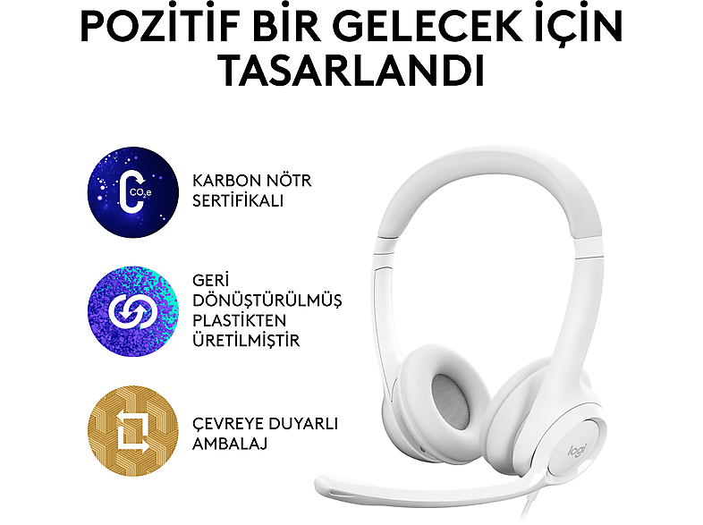 LOGITECH H390 USB Gürültü Önleyici Mikrofonlu Kulaklık - Beyaz_8