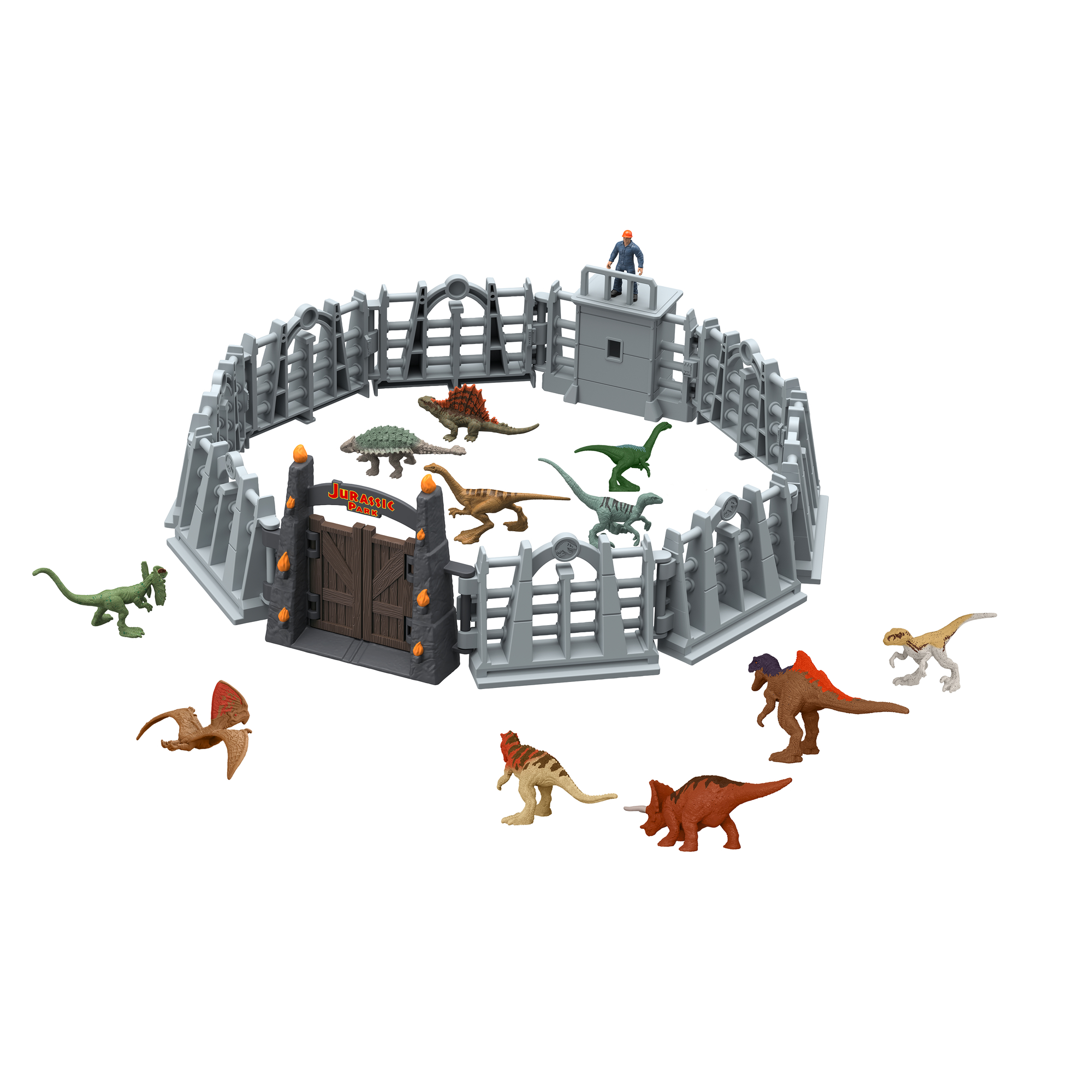 Jurassic Park Spielzeugset. Dinosaurier und Gehege.