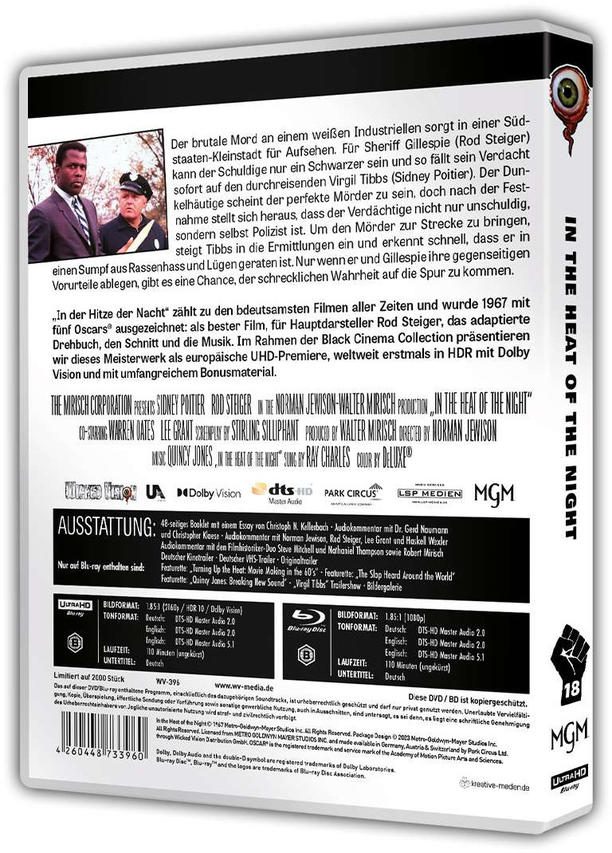 DVD-Cover für 'In the Heat of the Night' mit Bildern des Films und Text.