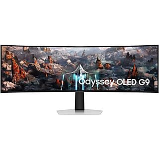 SAMSUNG Odyssey OLED G9 G93SC Curved Gaming Monitor, 49 Zoll DQHD, 32:9, 240Hz, 0.03ms (GTG), 250cd, USB-Hub, 5W Audio, Light Gray