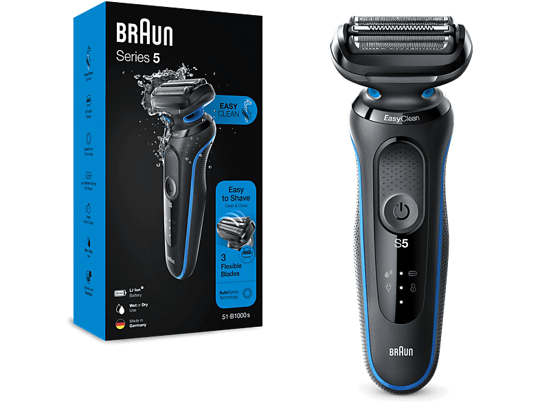 Pack Especial Braun Series 5 51-W1000s Afeitadora Eléctrica Para Hombre,  EasyClean, Uso En Seco Y