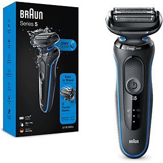 Afeitadora - Braun Series 5 51-B1000S, 3 Cuchillas, Tecnología AutoSense, EasyClick, Detección automática, Wet & Dry, Azul