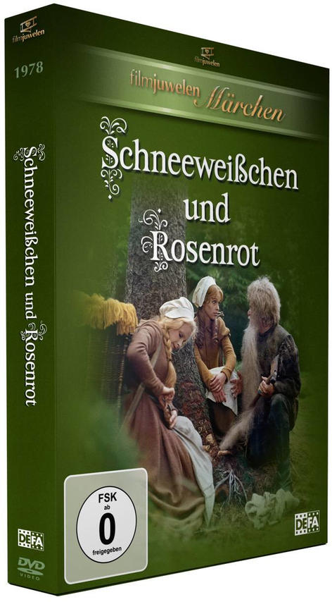Eine DVD-Box für den Film 'Schneeweißchen und Rosenrot' auf Deutsch.