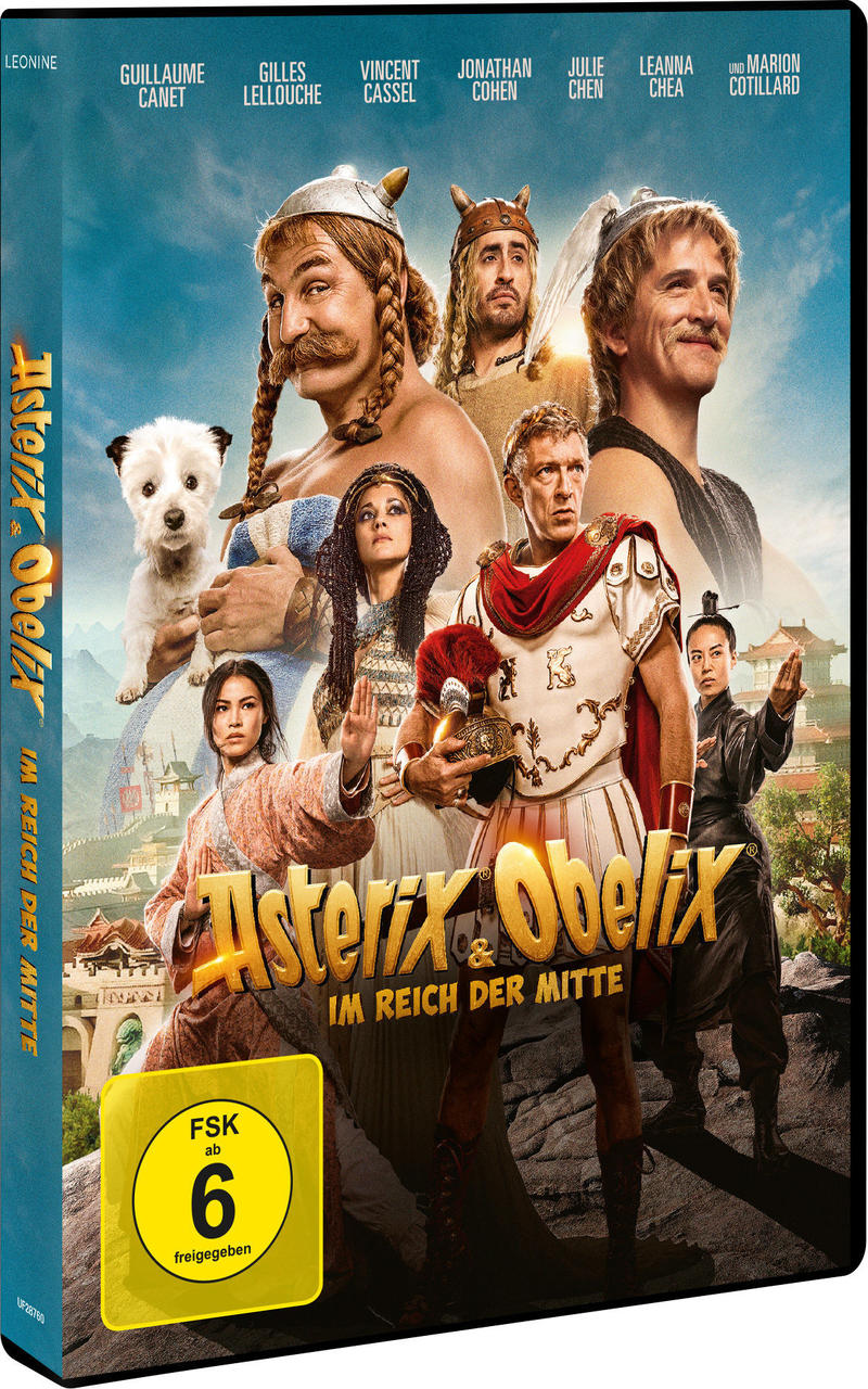 DVD-Cover mit Figuren in Kostümen. Der Titel lautet 'Asterix & Obelix'.