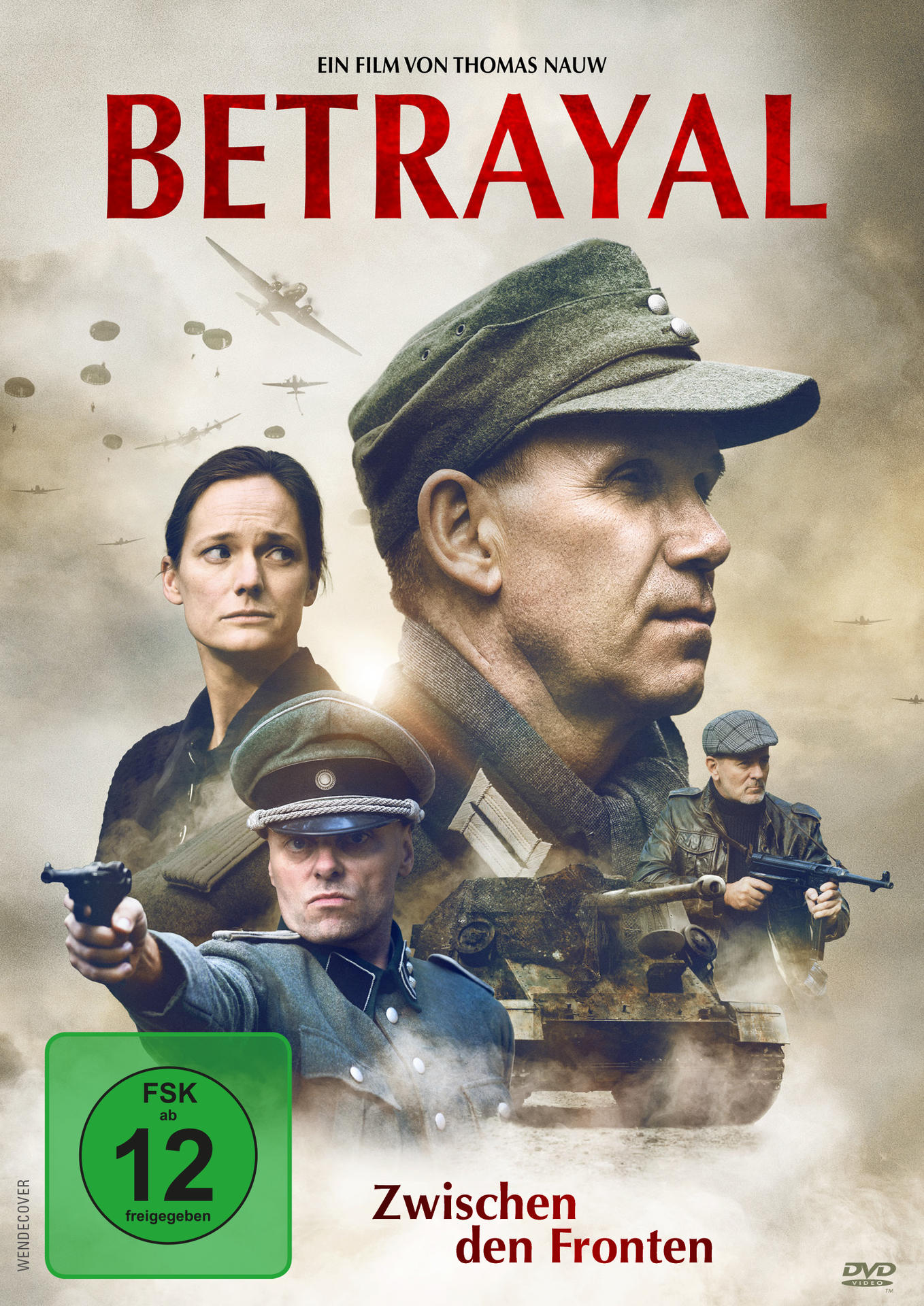 Filmplakat: Soldaten, eine Frau und ein Mann, der eine Waffe hält.
