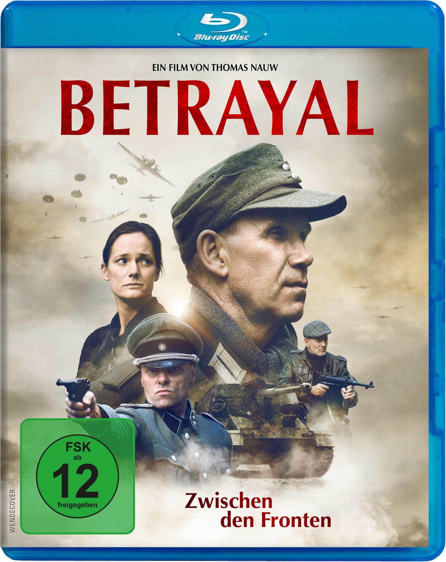 DVD-Cover für 'Betrayal'. Eine Gruppe von Soldaten in einer Kriegsumgebung. Dunkler Hintergrund.