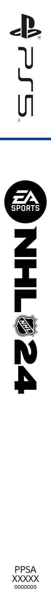 PS5-Logo mit EA Sports NHL 24-Spiel-Branding. Vertikales Layout vor weißem Hintergrund.