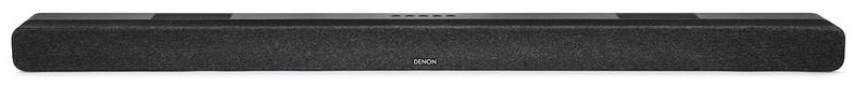 Długi, czarny soundbar, umieszczony poziomo, z logo DENON na środku.
