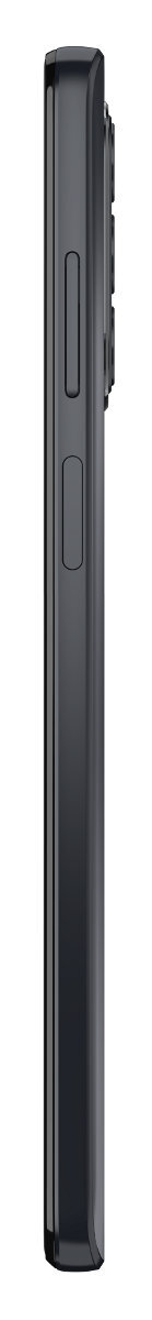 Widok z boku czarnego telefonu z przyciskami i wypukłością aparatu.