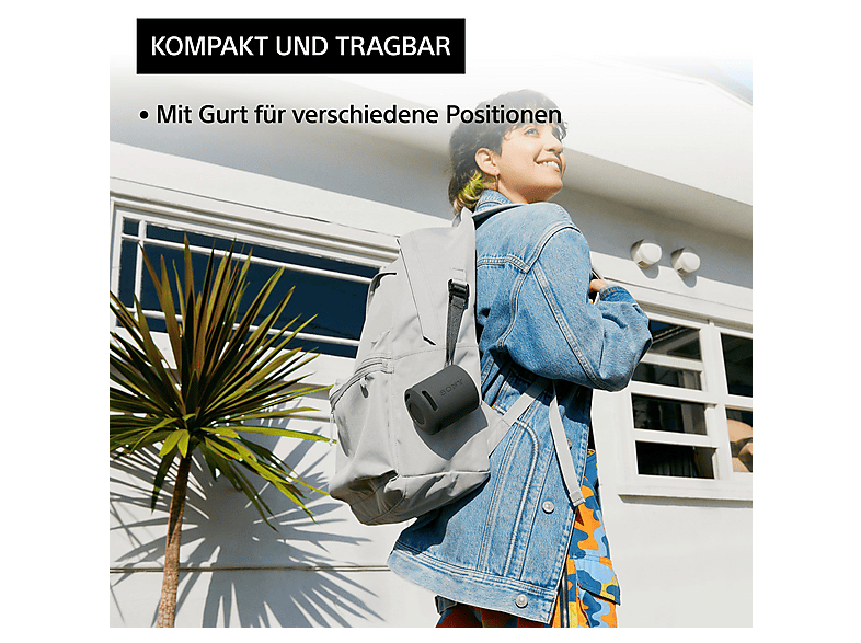 Sony SRS-XB100 – kabelloser, tragbarer Bluetooth-Lautsprecher, robust, wasserfest und staubdicht gemäß IP67, 16 Stunden Akkuleistung, Eco, Blau; Bluetooth Lautsprecher — Foto 3 von 5