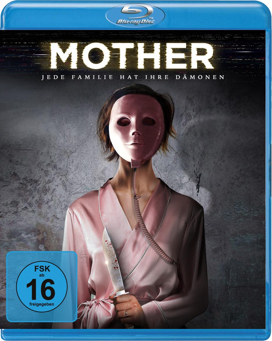 Blu-ray-Cover mit einer maskierten Person, die ein blutiges Messer hält.
