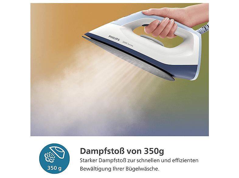 Philips PSG3000/20 Series 3000 Dampfbügelstation (6 bar, 2400 Watt, 1,4 l Wassertank, Blau) — Foto 3 von 5