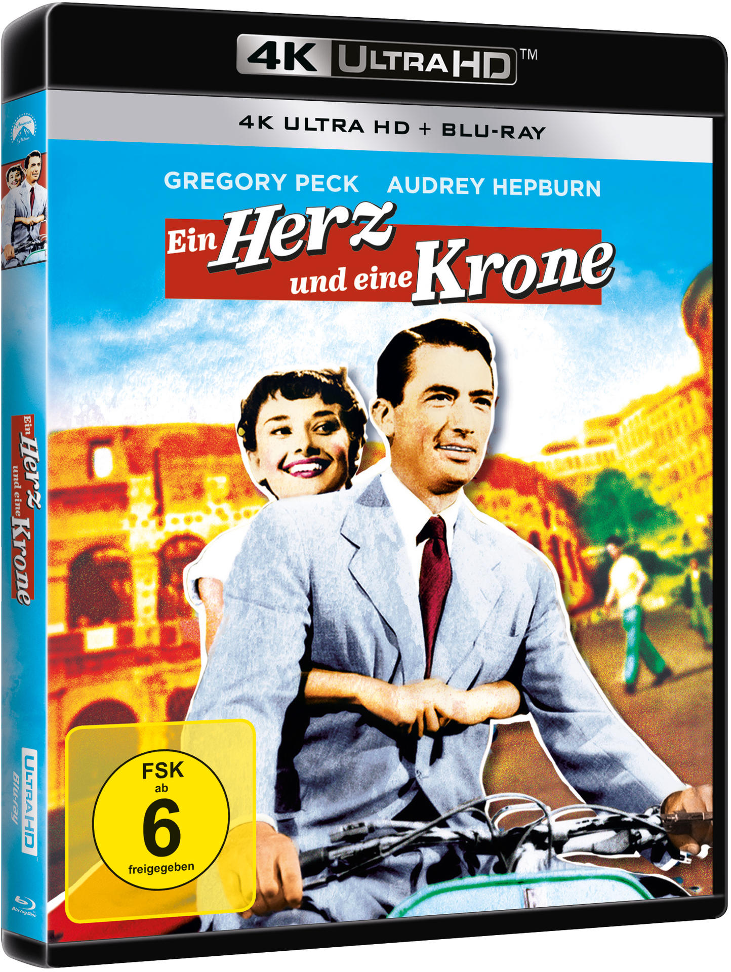 Filmcover: Gregory Peck und Audrey Hepburn auf einem Roller, Titel: Ein Herz und eine Krone.
