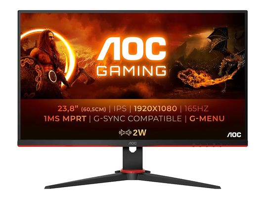 AOC 24G2SPU/BK - Monitor da gaming, 23.8 ", Full-HD, 165 Hz, Nero/Rosso