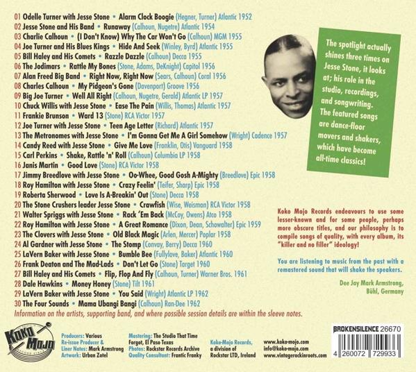 Albumcover mit Text und einem Porträt eines Mannes. Text enthält Songtitel und Credits.