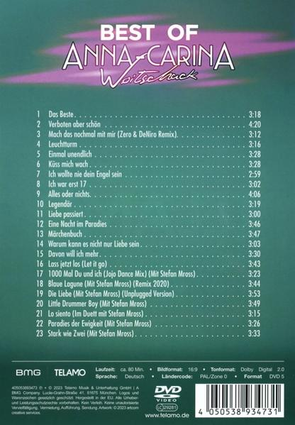 DVD-Hüllenrückseite mit Trackliste und Credits in Deutsch, auf grünem Grund.
