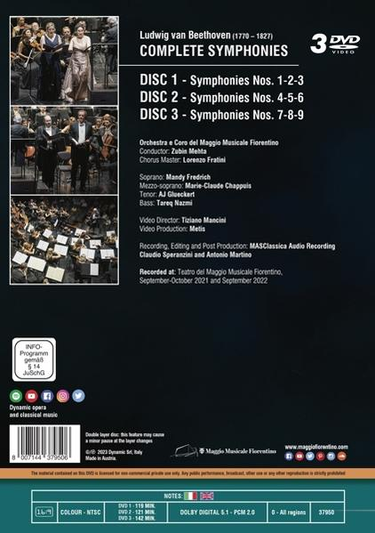 Mehta/Orchestra del Maggio Musicale Fiorentino - Beethoven sämtliche Sinfonien  - (DVD)