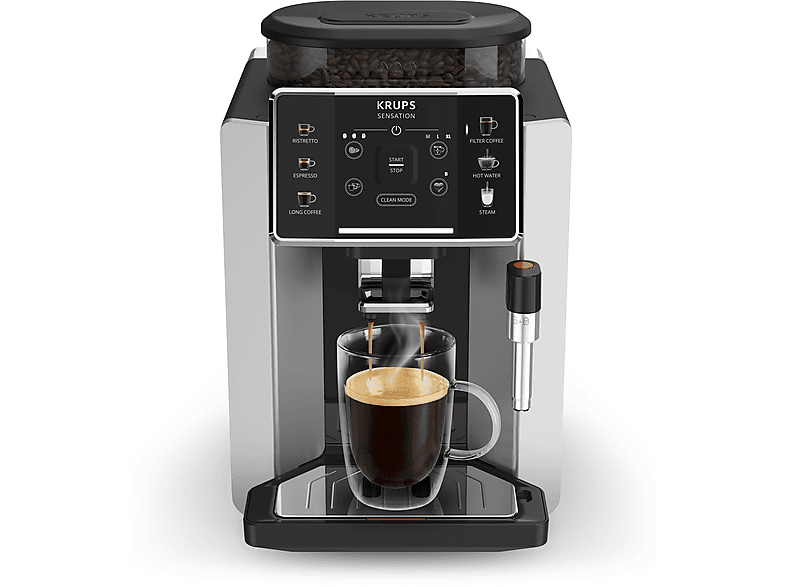 KRUPS EA 910E Sensation Kaffeevollautomat mit Brühgruppe aus Metall (Alu  Black, Edelstahl-Kegelmahlwerk, 15 bar, Dampfdüse) online kaufen |  MediaMarkt