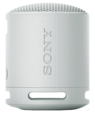 Biały głośnik Sony. Cylindryczny kształt z wytłoczonym napisem SONY.