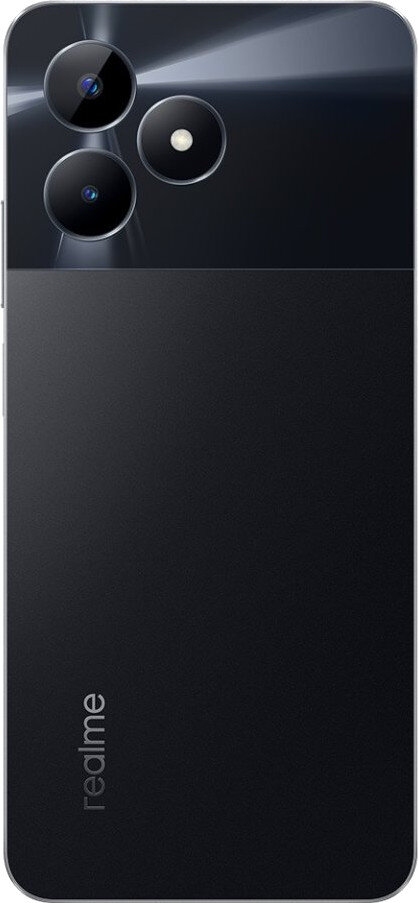 Czarny tył smartfona z trzema aparatami i logo "realme".