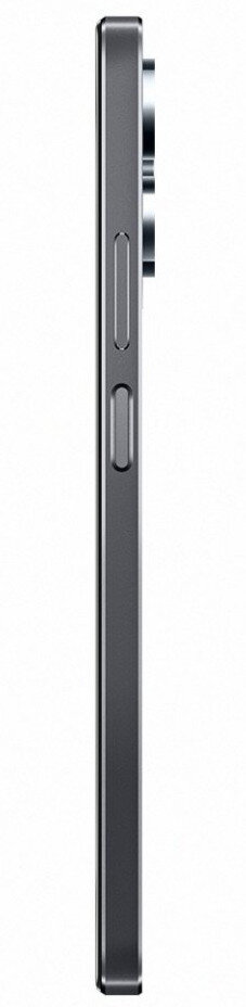 Ciemnoszary smartfon z przyciskami z boku. To ujęcie pionowe.