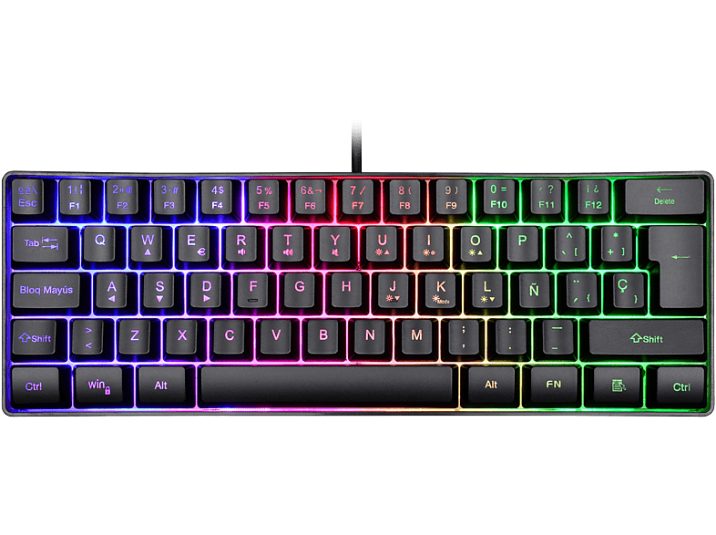 Teclado gaming  ISY IGK 3500-ES, Cable 1.7 m USB, Mini, Retroiluminación,  Negro